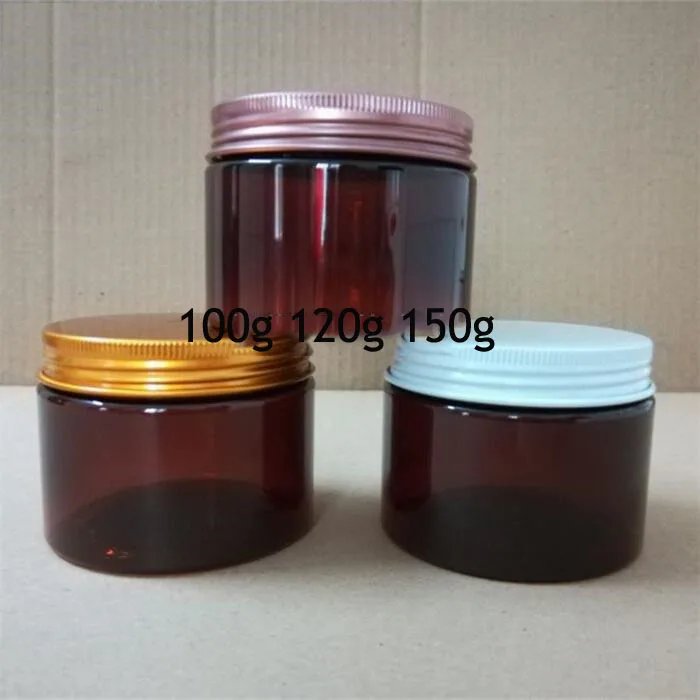 10/30/50pcs 100g 120g 150g Wholesale Ointment Brown Jar Hair Mask Pot Skincare Cream Case Gold White Bronze Aluminum Caps - купить по