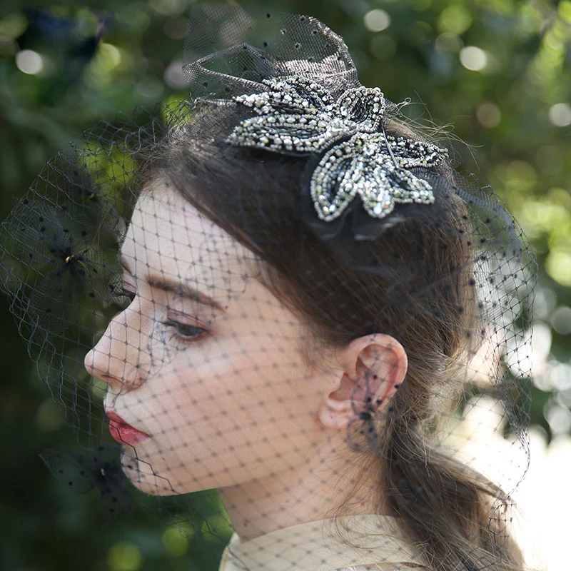 Фата невесты черная Готическая с бисером в клетку 2020 | Свадьбы и торжества