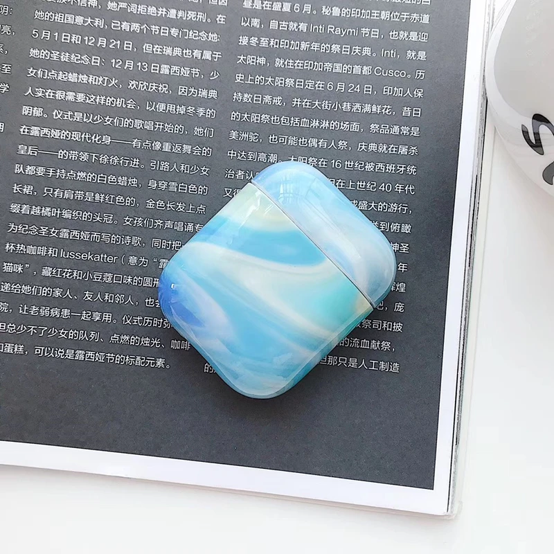 Чехол для оригинального Apple Airpods чехол мраморный милый чехол для Apple Airpods 2 1 Аксессуары для наушников Air Pods Чехол Коробка Coque capa - Цвет: A