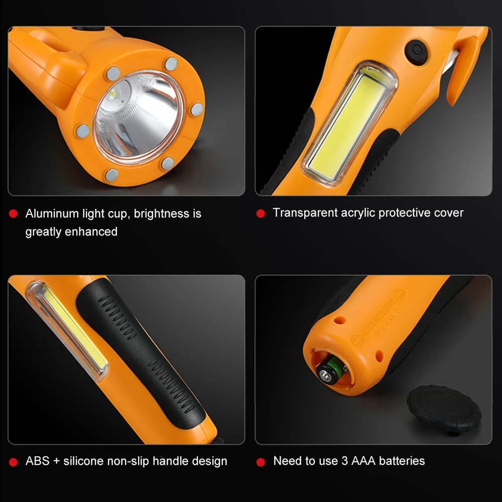 Car Accessories Multi-function Flashlight COB LED Safety Emergency Extremely Strong Bright For Camping |