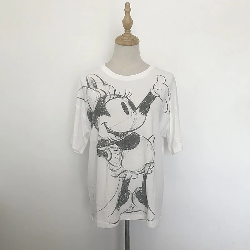 Женская Повседневная футболка с принтом Минни Маус Disney Chic пуловер круглым
