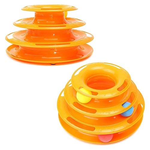 Pet Toy Games Funny Interactive Trilaminar Disk Plate Ball Cat Kitten Play Teaser Perfect for your pet daily play entertainment | Дом и сад