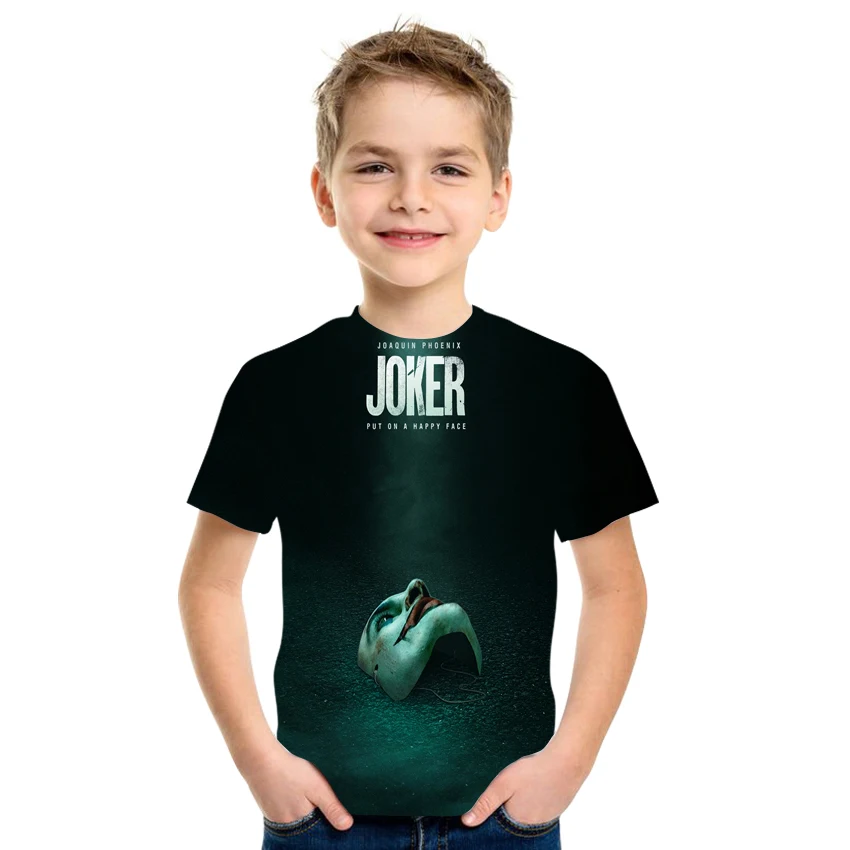 

2021 summer T-shirt boys and girls 3D printing hip-hop clown pattern casual loose size 4T-16T