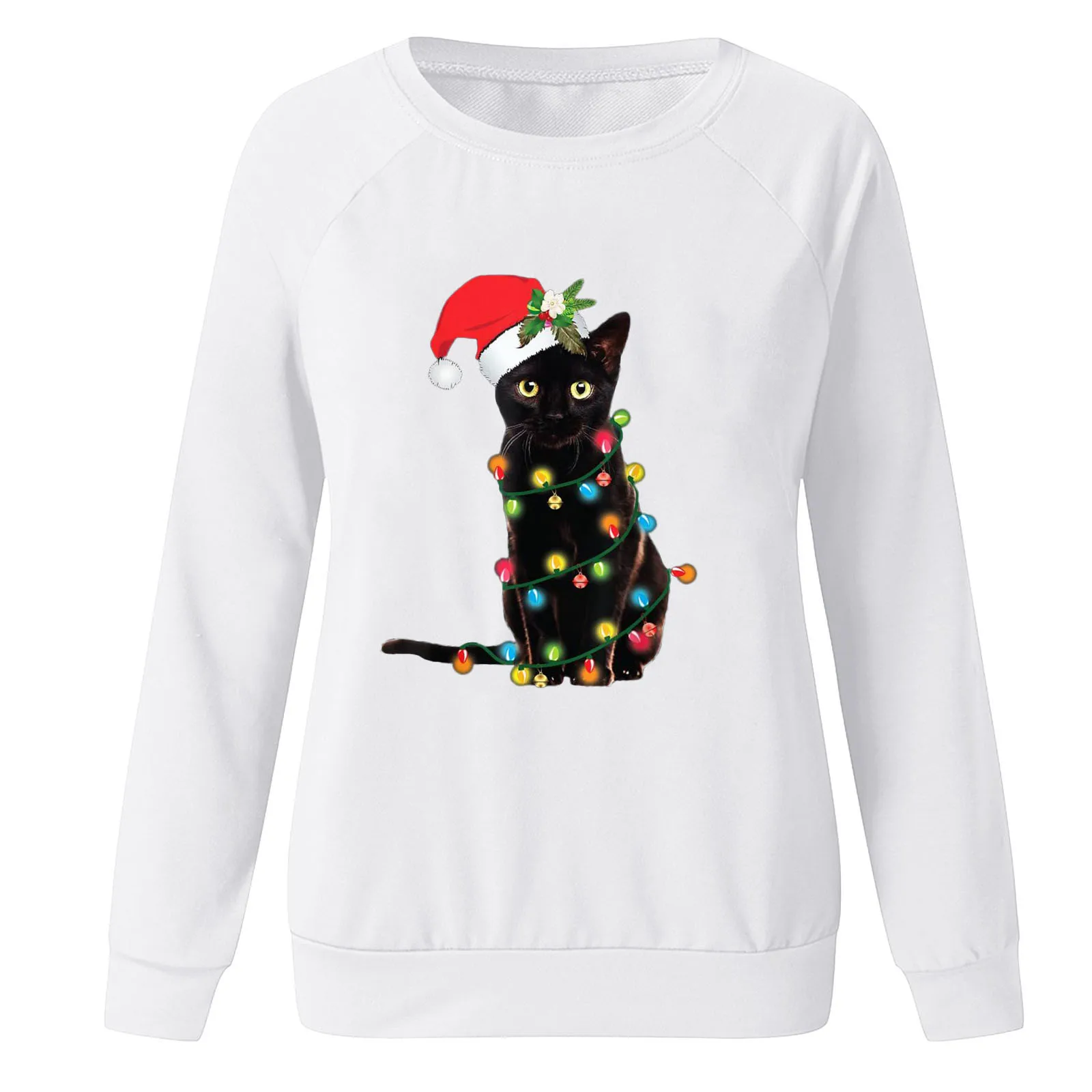 Рождественский Женский свитшот пуловер забавная Рождественская шапка с принтом