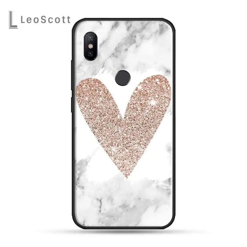 

Glitter Marble Love heart Phone Case For Xiaomi Redmi note 7 8 9 t max3 s 10 pro lite cover funda coque shell