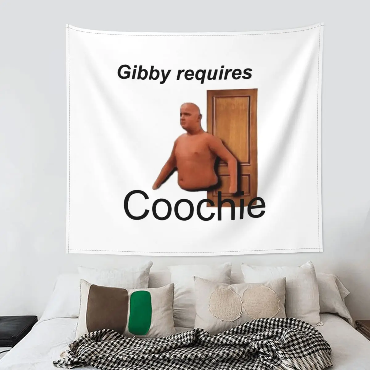 Gibby Requires Coochie Tapestry Wall Hanging Large Polyester Tapestries Anime Cartoon INS Throw Rug Blanket Room Decor 95x73cm | Дом и сад