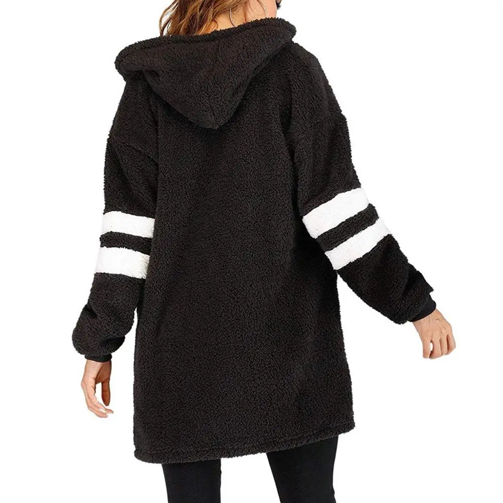 

Plush Lambskin Coat Women Winter Fluffy 2019 Fashion Solid Long Sleeve Lapel Hooded Fake Fur Coat Warm Soft Female Overcoat