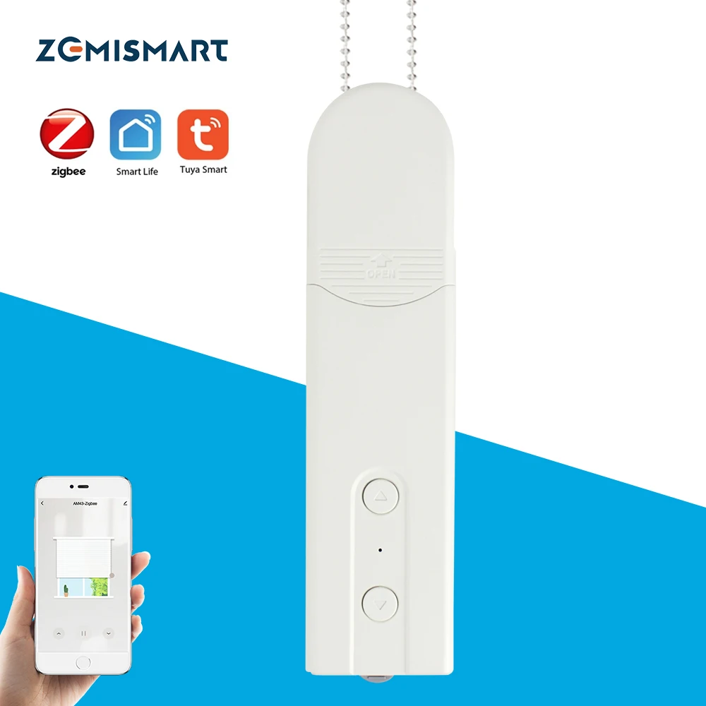 

Рулонные шторы Zemismart Zigbee, умные моторизованные цепные жалюзи, Голосовое управление через Alexa Google Home SmartThings