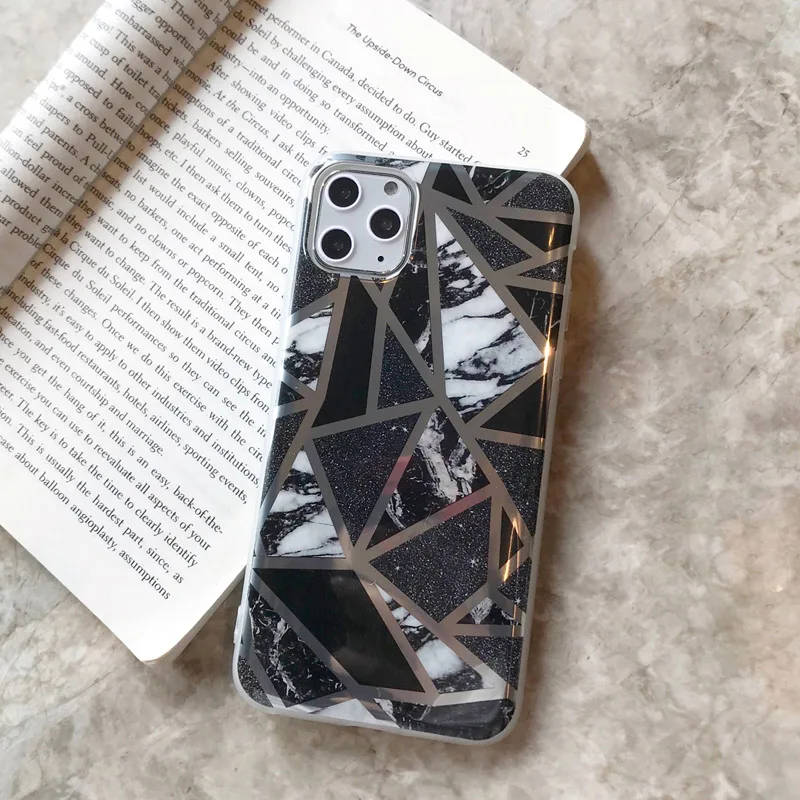 T33 N1986N для iPhone 11 Pro X XR XS Max 6 6s 7 8 Plus чехол для телефона Роскошные геометрические сплайсы мрамор гальванические блестящие IMD Для iPhone X - Цвет: T33