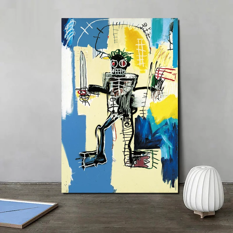 

Jean Michel Warrior Wall Art Canvas Posters Prints Painting Oil Wall Pictures Modern Living Room Home Decor Accessories Artwork