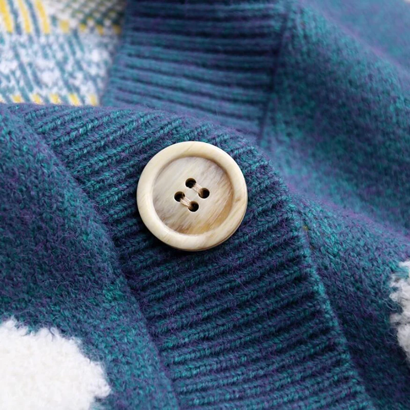 

2020 Autumn New Knit Women Cardigan Loose Streetwear Knitted Sweater Coat Cute Cartoon Print V Neck Sweater cardigans Jacket