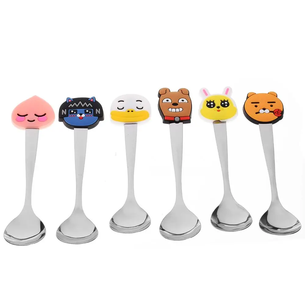 1 шт. Милая силиконовая посуда из нержавеющей стали персиковая утка собака кролик