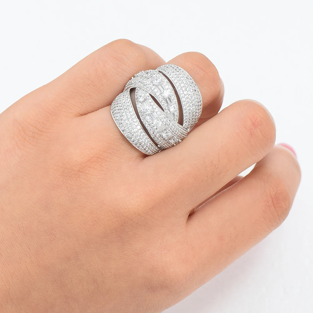 Женское кольцо с фианитами GODKI роскошное обручальное 4 слоями Ювелирное