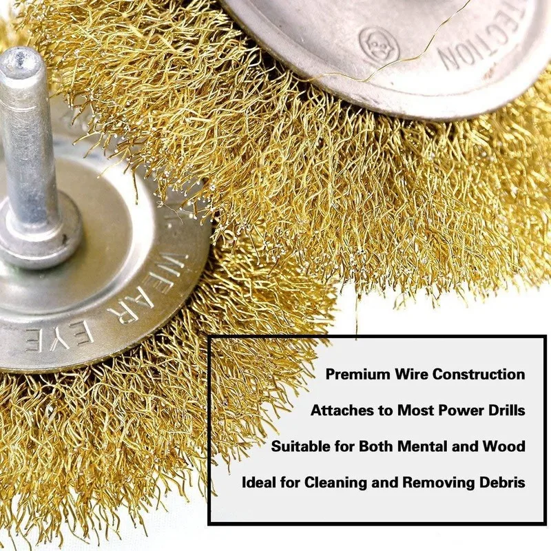 

9 Pcs Brass Wire Wheel Brushes Set 6mm Shank Cup Wire Brush for Metal Rust Removal Polishing Rotary Drill Brush
