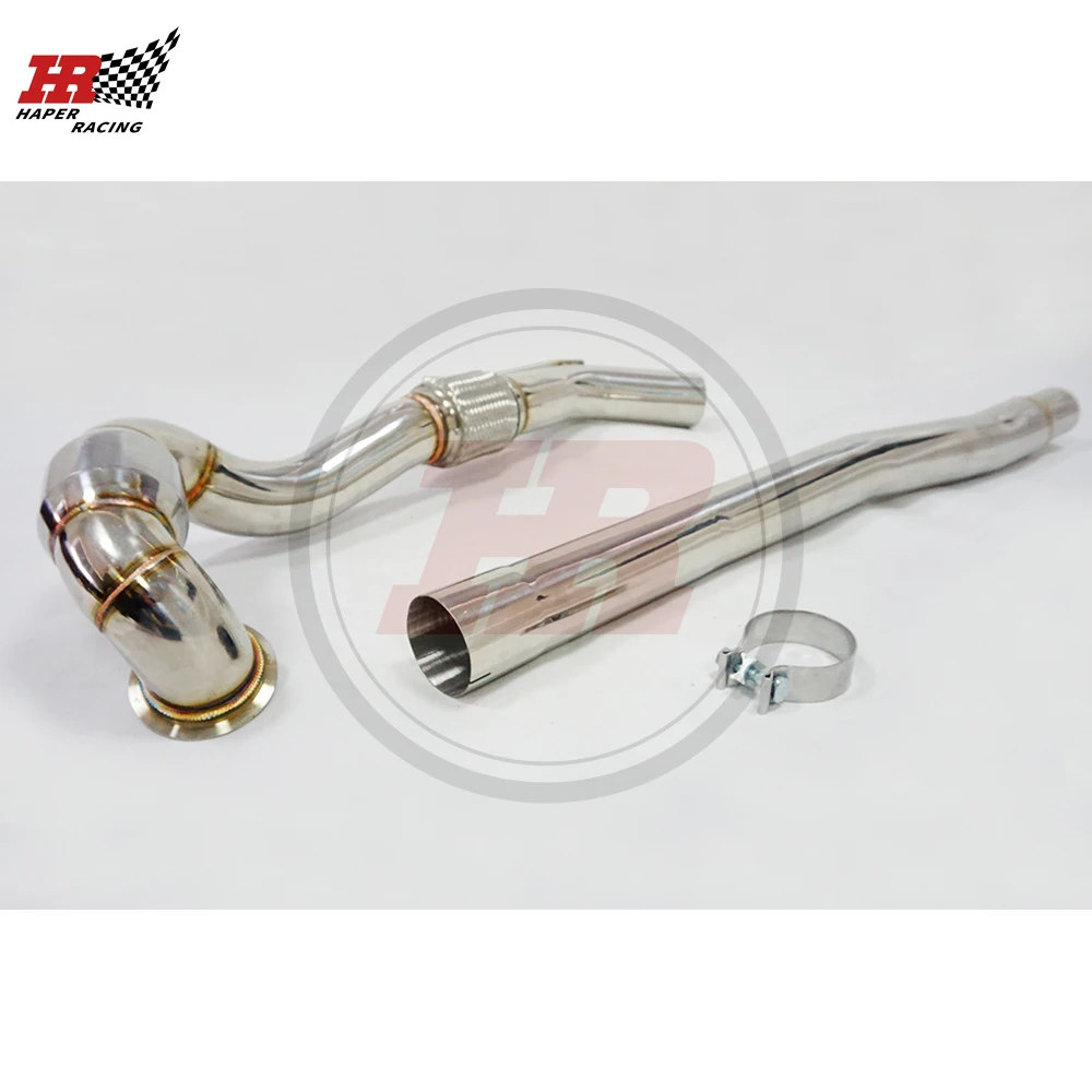 HP RACING 3.0'' SS304 Downpipe With 200cell Sport Cat For MQB MK7 MK7.5 G olf R A3 Quatt ro S3 8V 8S TT TTS 2.0 TFSI 2014+