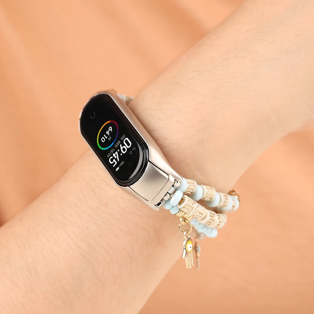 Браслет Mi Band 6 эластичный женский ремешок для часов Mi7 Xiaomi 5/4/3 браслет с цветными