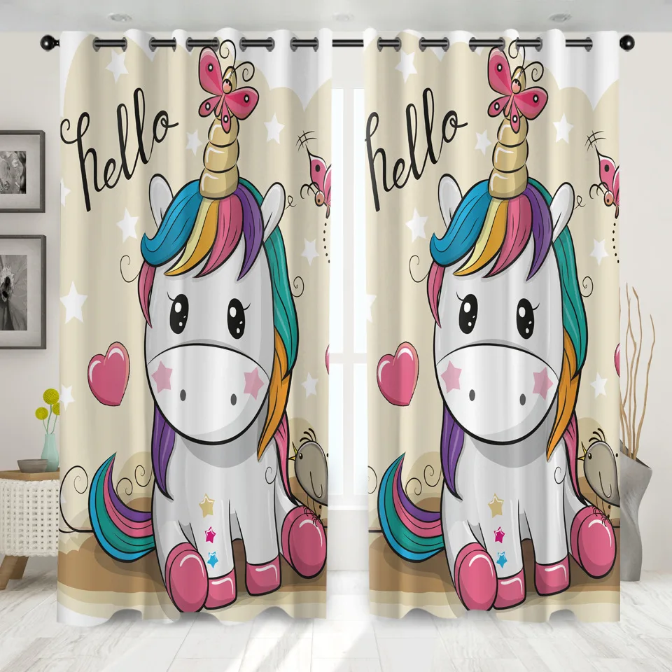 Мягкие шторы Q Edition с изображением единорога для окон затемняющие гостиной