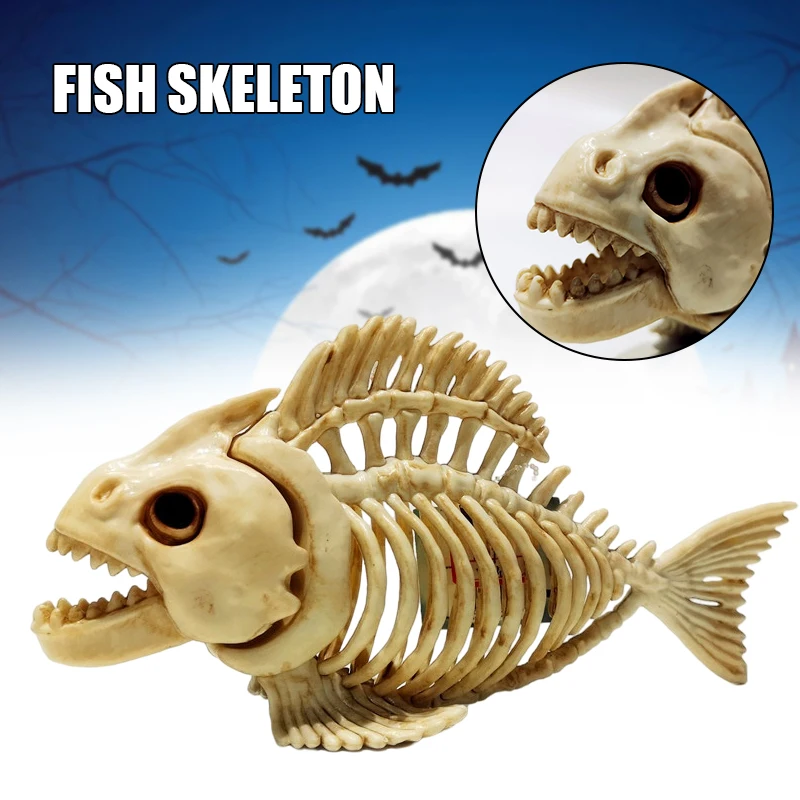 

Искусственный скелет рыбы на Хэллоуин, кости животных, настольное украшение, реквизит для вечевечерние НКИ на Хэллоуин, школьный обучающий ...