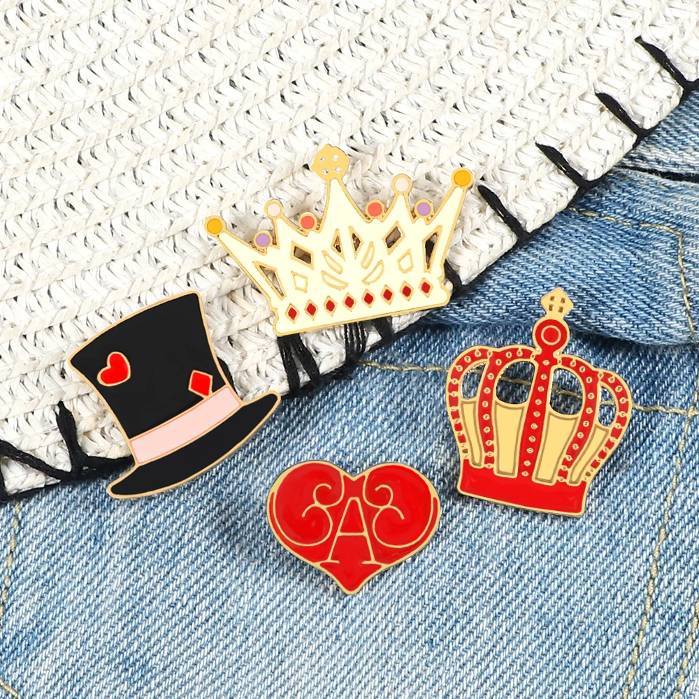 Мультяшная Корона Волшебная Шляпа Сердце Брошь булавка Покер Баннер значок для
