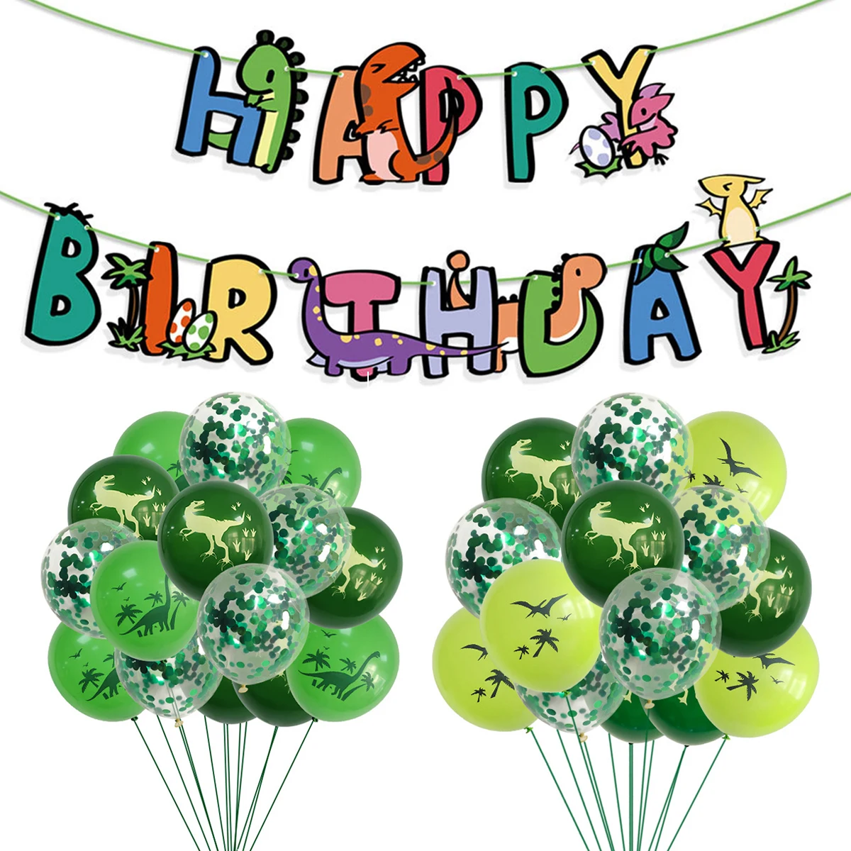 

QIFU Happy Birthday Banner Jungle Safari Boy Birthday Dinosaur Garlands 1st Birthday Dino Banners Happy Birthday Decor Kids Boys