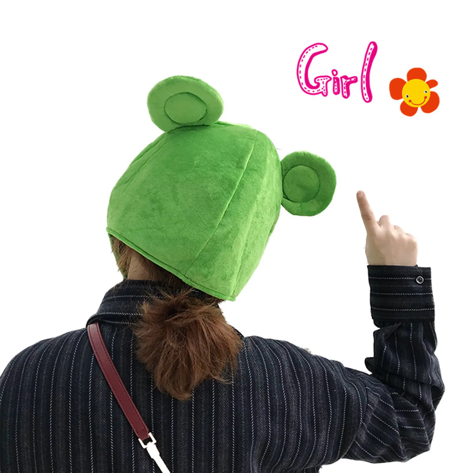 

2021 New Fashion Cute Funny Green Fro g hat Women Costume Warm Soft Cozy Casual Caps Photography props hats for women beanie