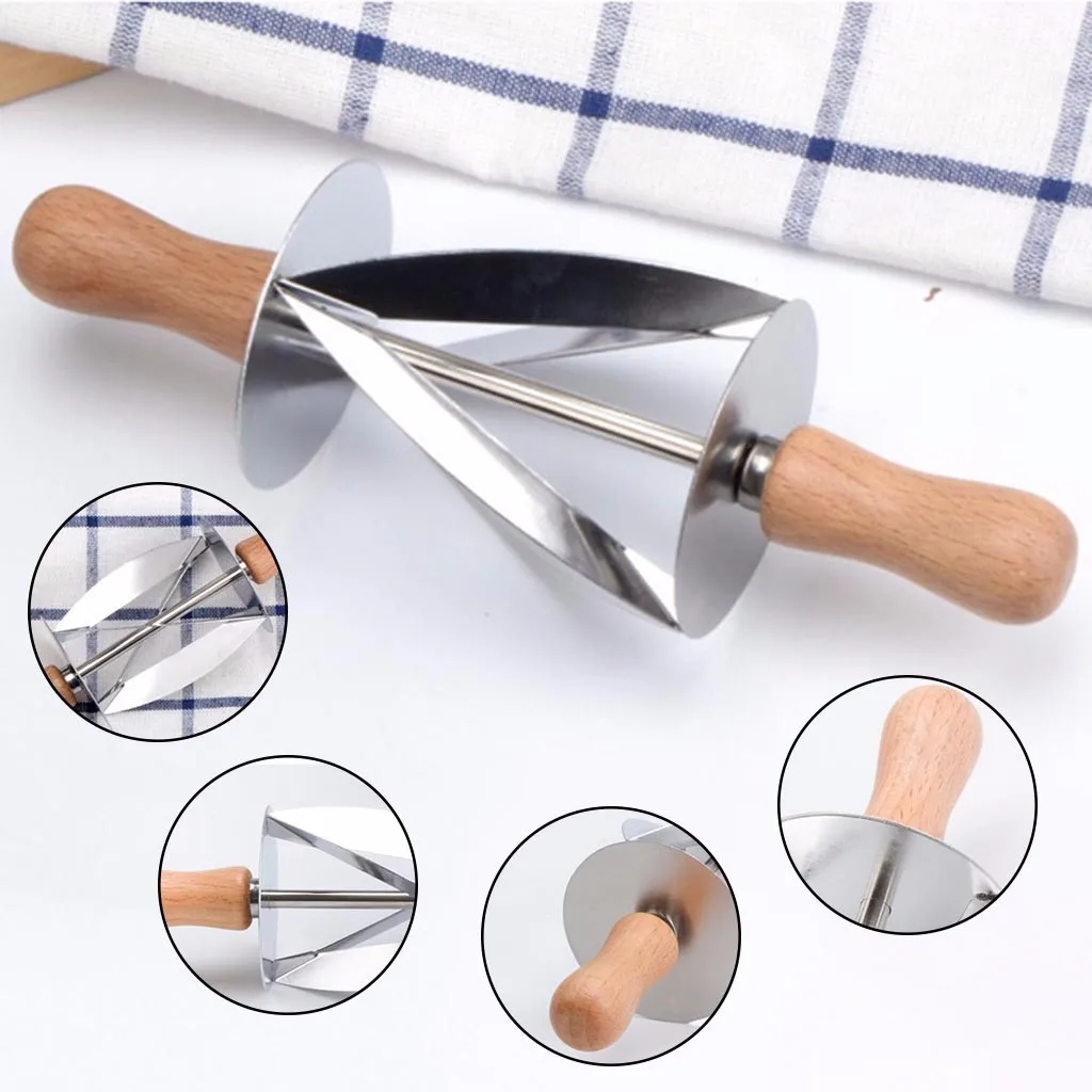 Stainless Steel Rolling Cutter for Making Croissant Bread Wheel Dough Pastry Knife Wooden Handle baking Kitchen #15 | Дом и сад