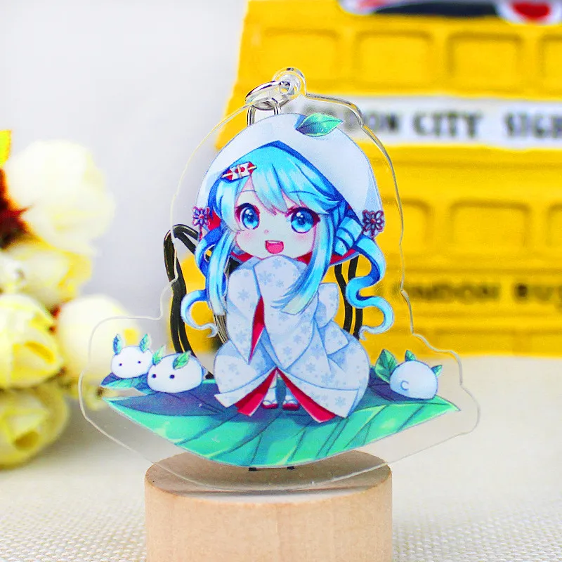 Hatsune Мику акриловый брелок Luo Tianyi аниме подвеска автомобильные аксессуары японский прозрачный брелок игра зеленый лук Брелок