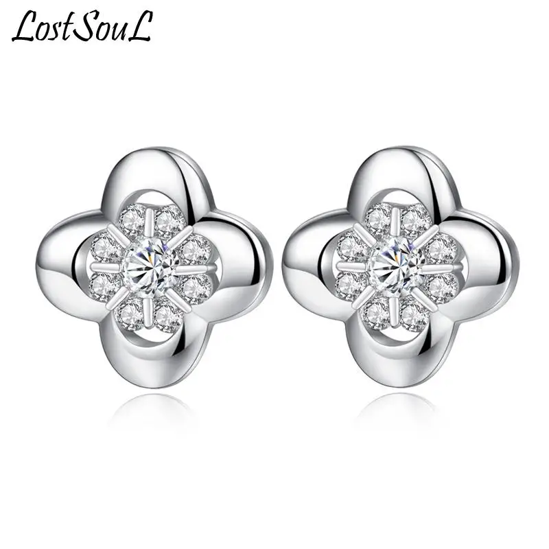 

Женские серьги-гвоздики из серебра, с цирконом