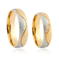 2pcs luxury dubai gold emery love engagement wedding rings pair set for couple men and women jewelry marriage 2022
