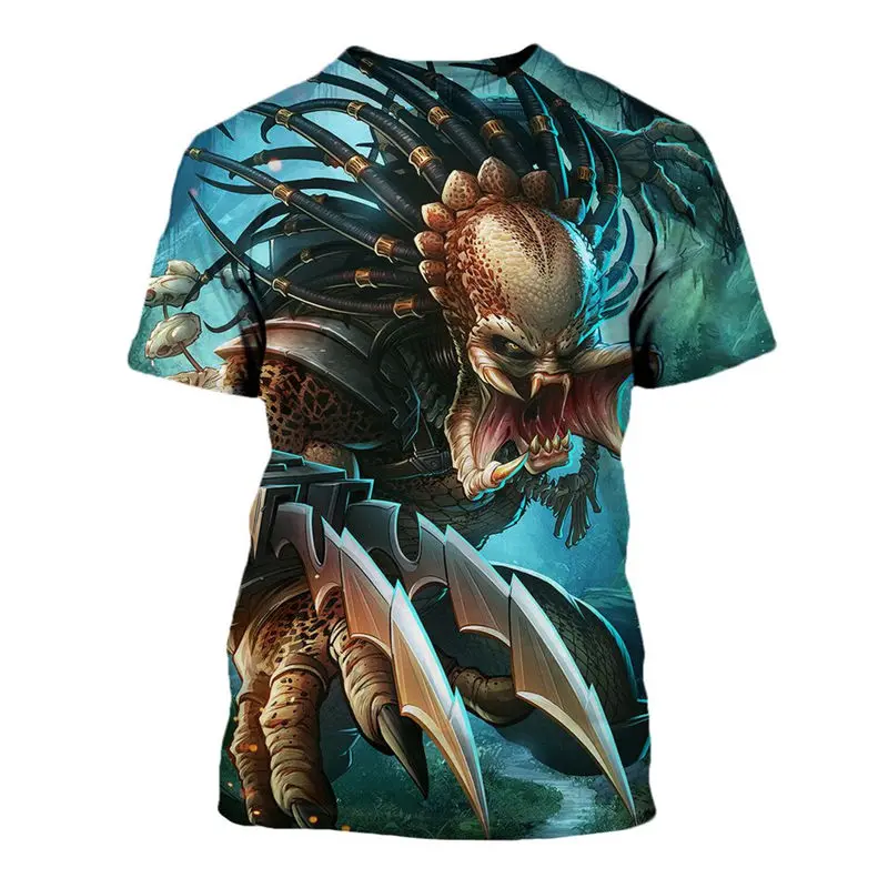 Новинка 2019 футболки на заказ мужские топы с 3D принтом Хэллоуин ужас хищник