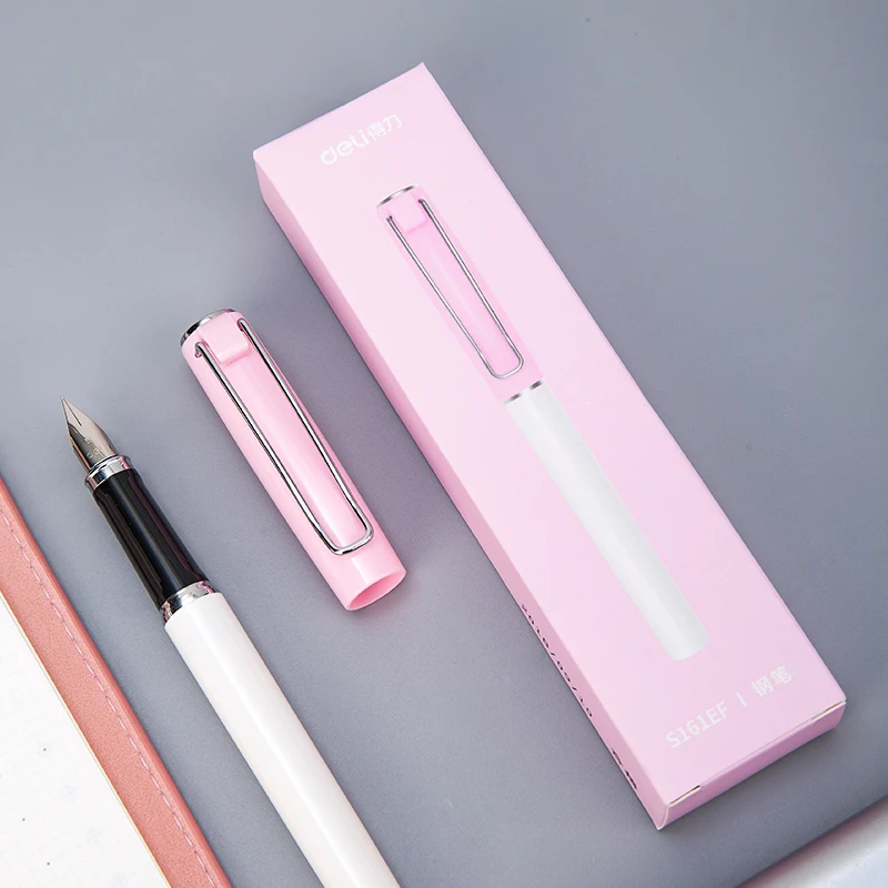 

Deli Color Fountain Pen 0.35MM Student Adult Writing Pens Pink/Green/Blue For Business School Office Stationery Supplies Caneta
