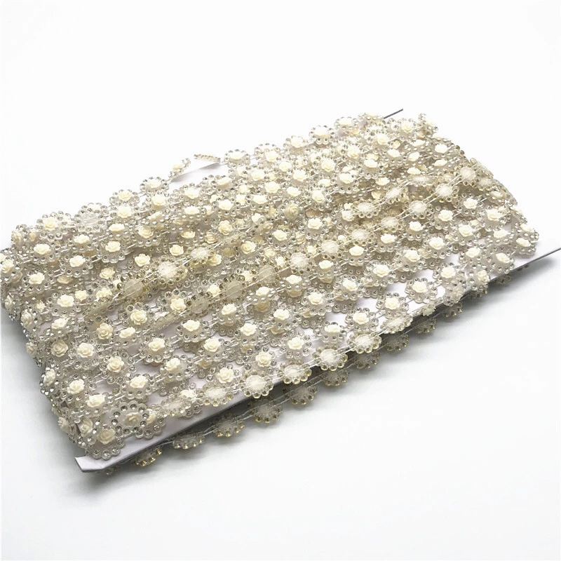 sun flower 1Y/bag Ivory ABS Imitation Pearl Beads Rhinestone Chain Trim For DIY Wedding Party Decoration Craft Accessories | Дом и сад