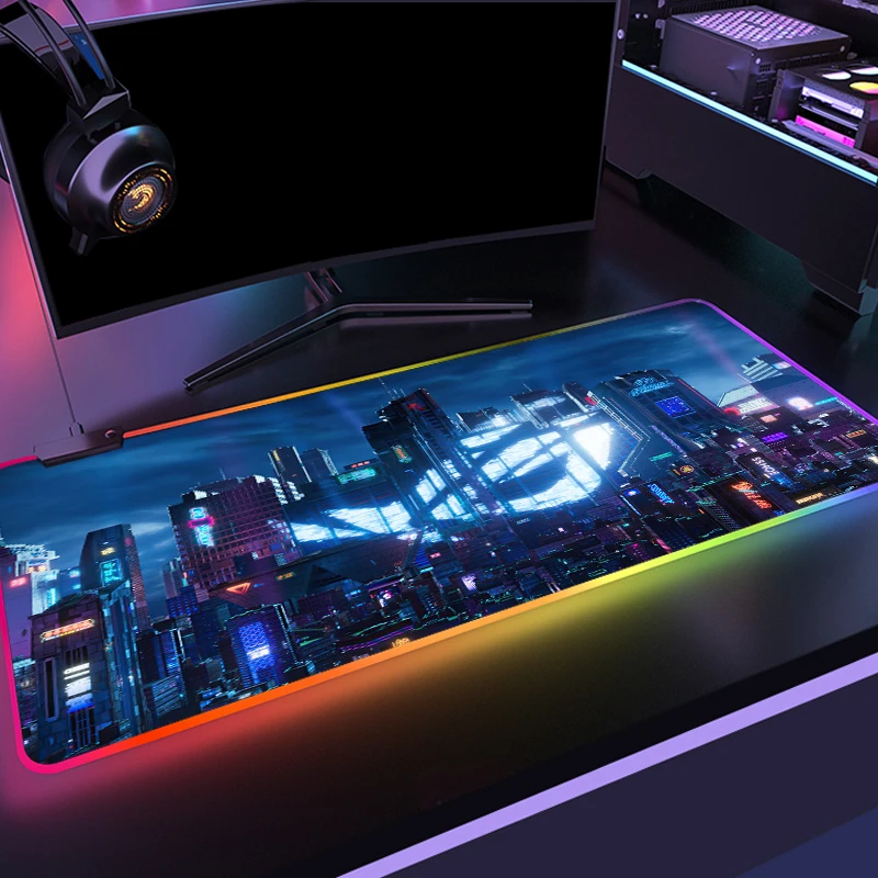 

Большой городской коврик для мыши ROG, игровой коврик для мыши Tuf, игровой коврик для мыши со светодиодной подсветкой «Цербер», астронавт, кос...