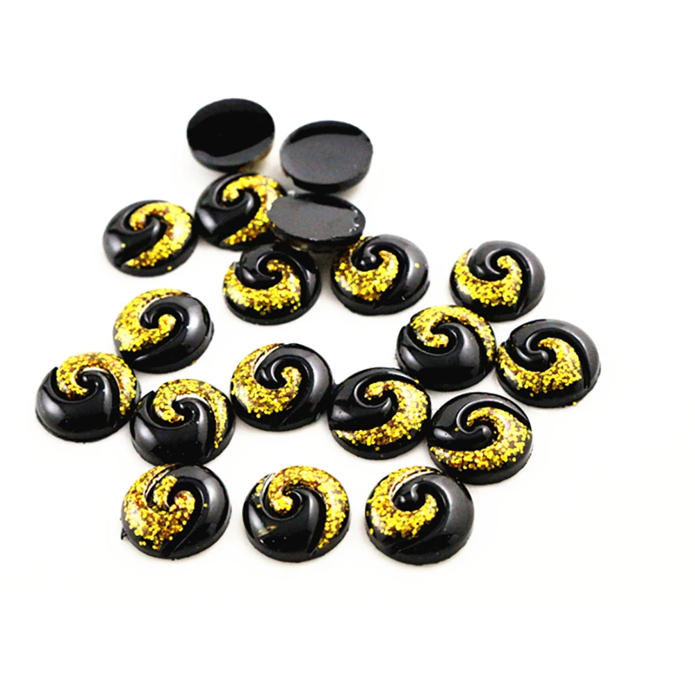 Новая мода 40 шт 12 мм черный и белый золотой цвет Тай Чи Тип плоская задняя Смола