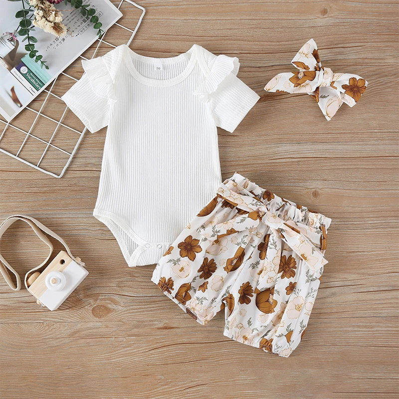 

Newborn Infant Baby Girl Clothes Tops Bodysuits Short Printing Pants Clothes Set Casual Cotton Kids Clothes Girls