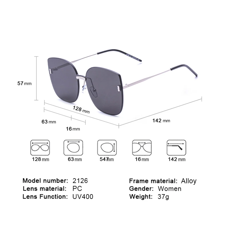 

Women's Cat Eyes Glasses Women's Sunglasses Gradient Lens Sunglasses For Women #2126