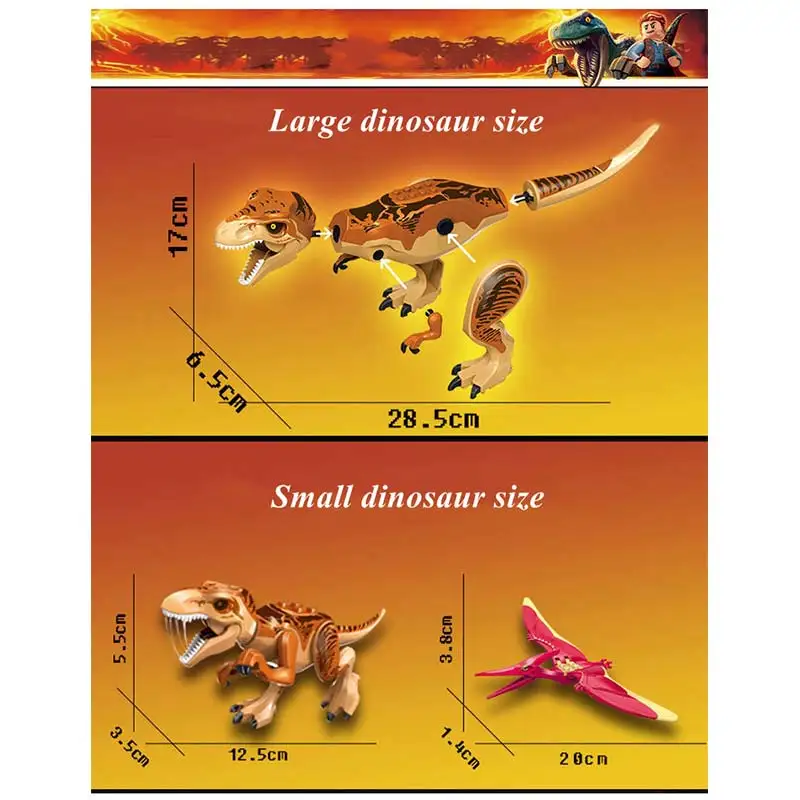 

Jurassic World Dinosaur Building Block Toy Figure Indoraptor Velociraptor Triceratop T-Rex Dino Brick Toy Christmas Gift
