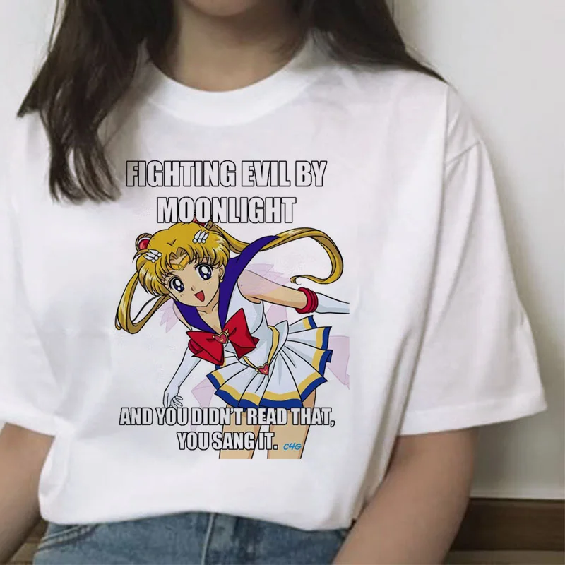 Сейлор Мун кавайная футболка кошка harajuku Женская ulzzang футболка корейский Графический Топ мультяшная Футболка короткий рукав женская забавная