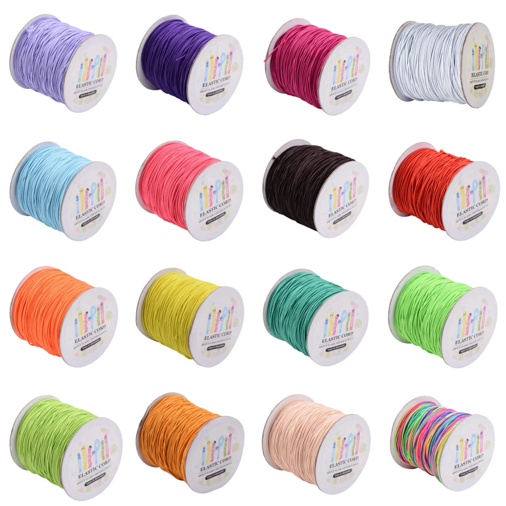 

pandahall Round Elastic Cord with Box White Black Red for Bracelet Necklaces Earrings Making DIY 1mm (100 m/roll) 2mm (40m/roll)