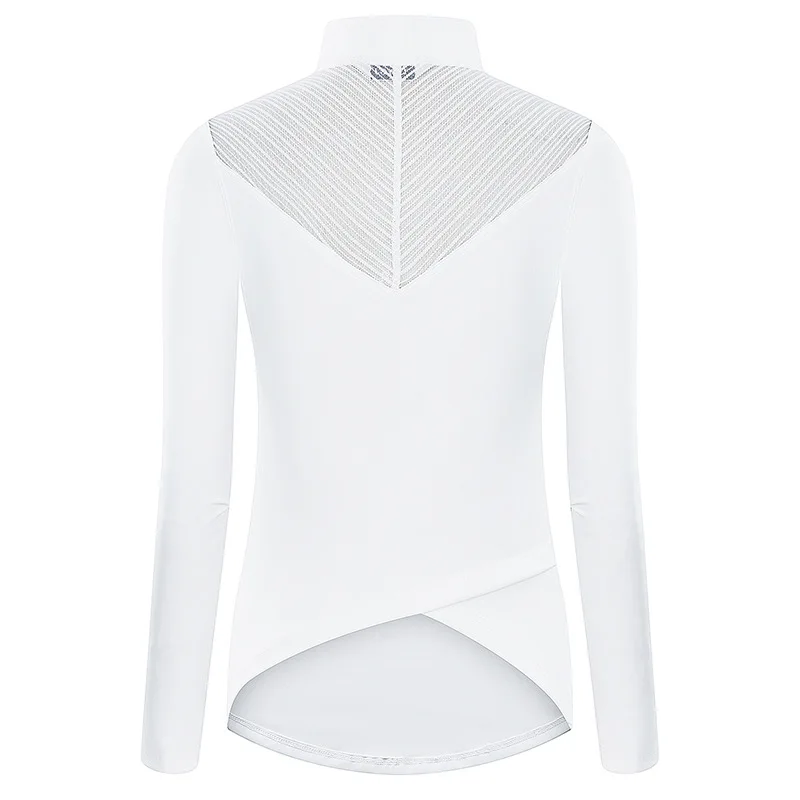 TTYGJ White Polyester Coat for Ladies Breathable Cooling Shirt Long Sleeve Lace Shirts Pleated Golf/Tennis Badminton Skirts Suit