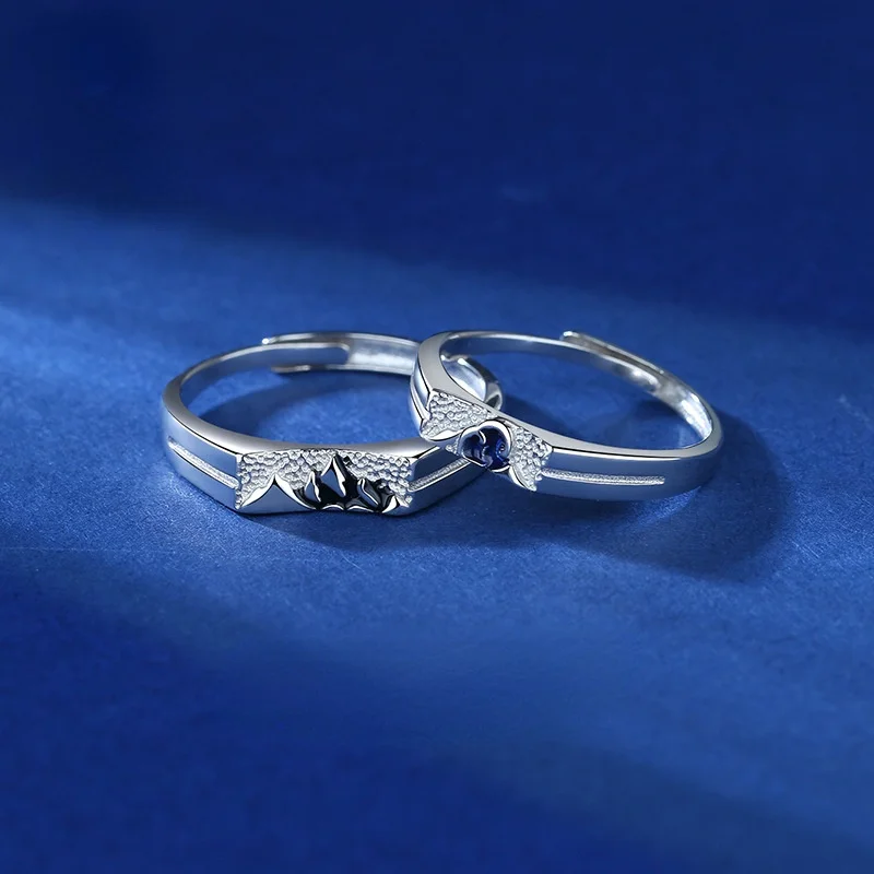 

Original Design Mountain Alliance Eachother S925 Sterling Silver Couple Ring Personality Niche Luxury Jewelry