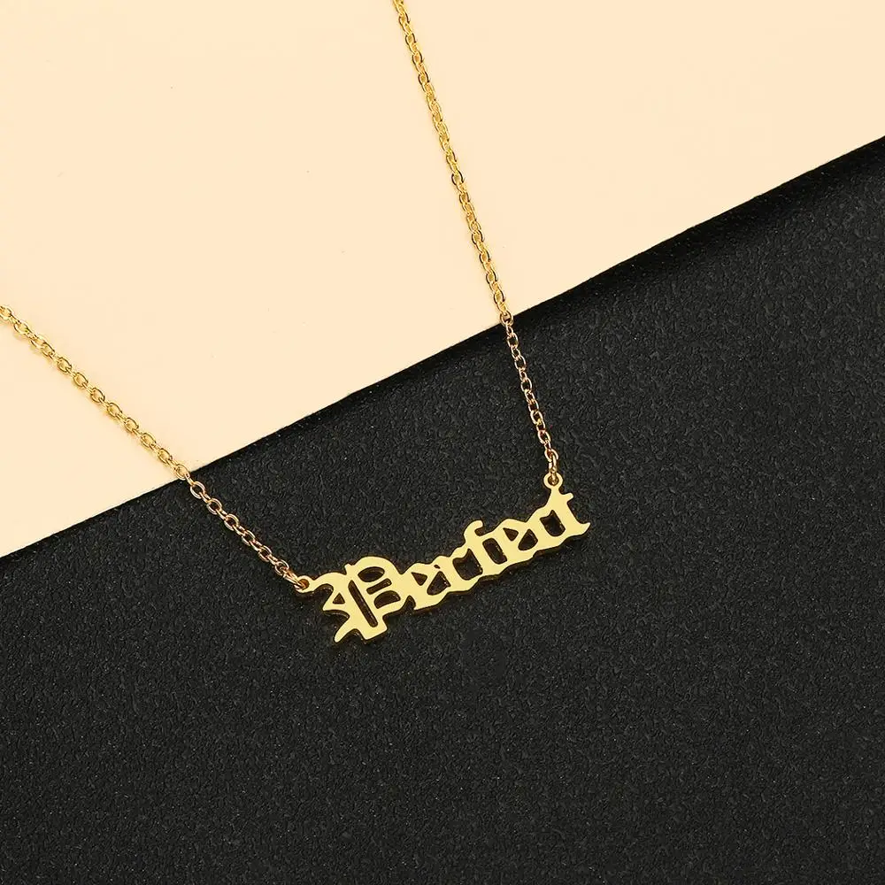 

Cxwind Perfect Old English Letter Choker Baby Charm Necklace For Girls Initial Pendant Chain Choker Jewelry Alphabet Collar Gift