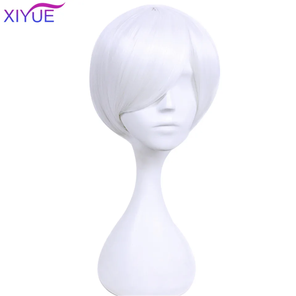 XIYUE короткий прямой косплей парик черный фиолетовый красный розовый синий темно