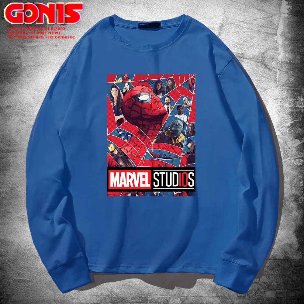 

2021 New The Avengers Long Sleeve T-shirt Marvel Spider-Man Cotton Loose Sweater Men's Fashion Tops netflix