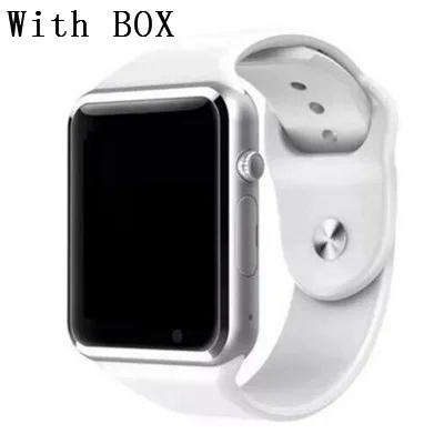 White and BOX Наручные часы A1 Bluetooth Смарт часы спортивные Шагомер с сим-камерой Smartwatch для Android смартфон Россия T15 хорошо чем GT08 - Цвет: White and BOX