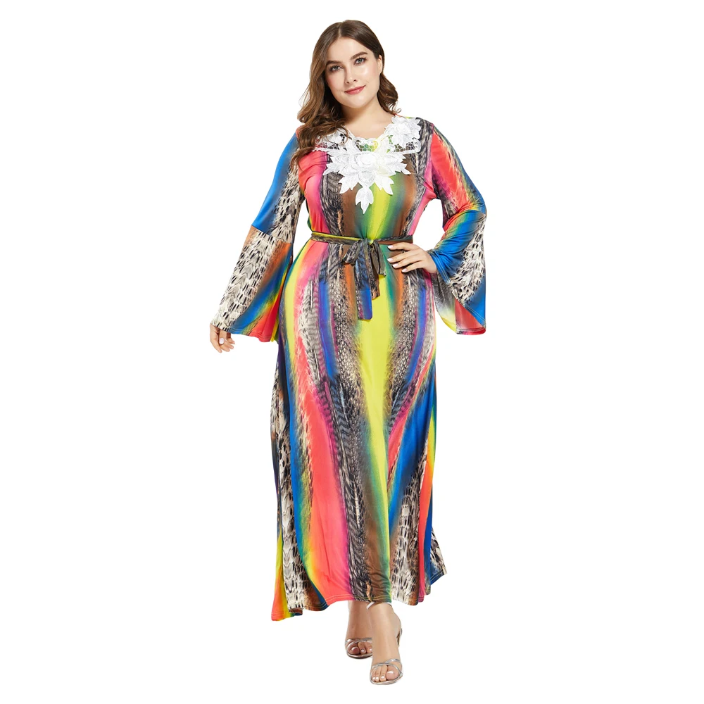 Модное женское платье с длинным Расклешенным рукавом этническая абайя в стиле