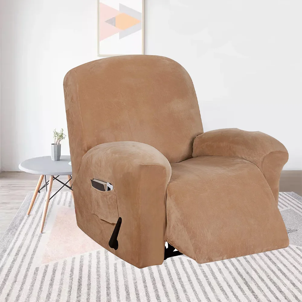 

Solid Color Recliner Stretch Sofa Cover Charcoal Gray Thickened Fleece Recliner Protection Pad Non-slip Lazy Boy Chair Cover