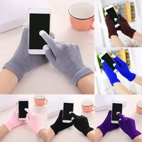creative fashion solid color gloves mobile phone touch screen knitted gloves winter thick warm adult gloves men women new