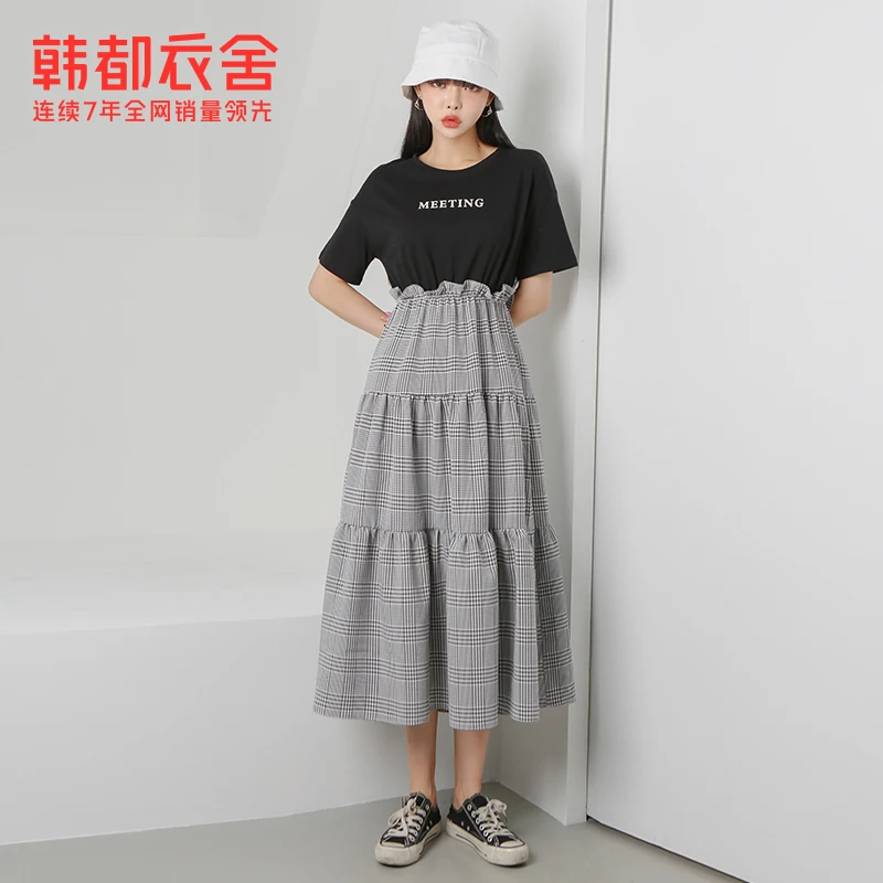 Женское облегающее платье в клетку Handu Clothing House Новинка лета 2021 из двух частей