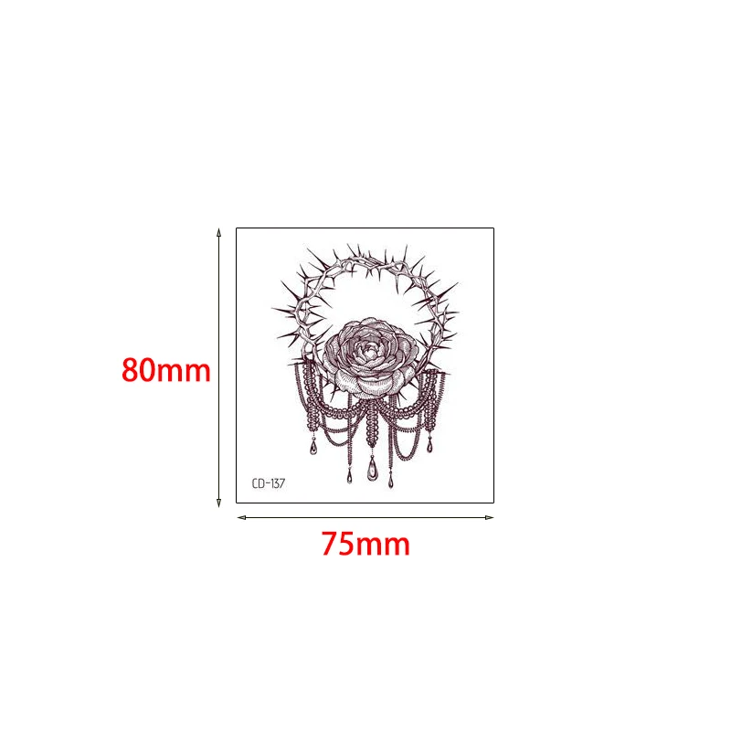 Временная татуировка наклейка коричневый цветок шип ювелирные изделия подвеска